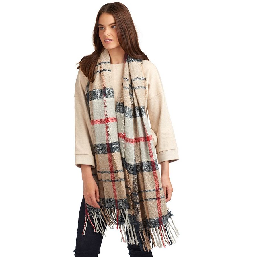 Barbour Tartan Boucle Scarf - Caramel - Ruffords Country Store
