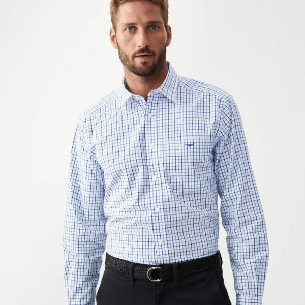 R. M. Williams Collins Shirt - Blue/White/Navy - Ruffords Country Store