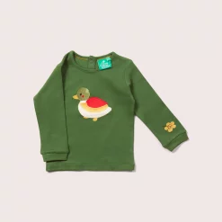 Little Green Radicals Little Duck Applique Long Sleeve T-Shirt