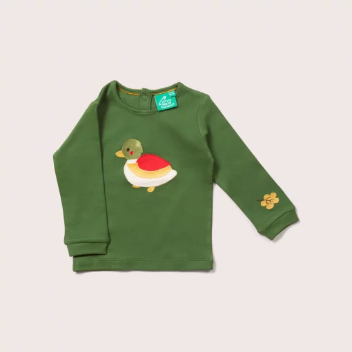 Little Green Radicals Little Duck Applique Long Sleeve T-Shirt