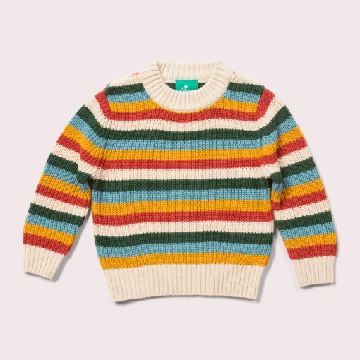 Little Green Radicals Rainbow Striped Snuggly Knitted Jumper