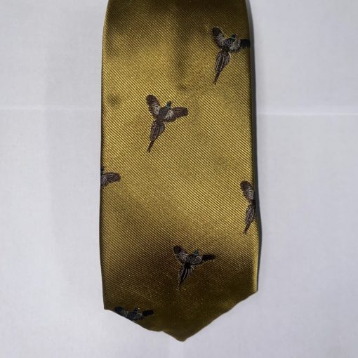 Pheasant Silk Tie - Gold