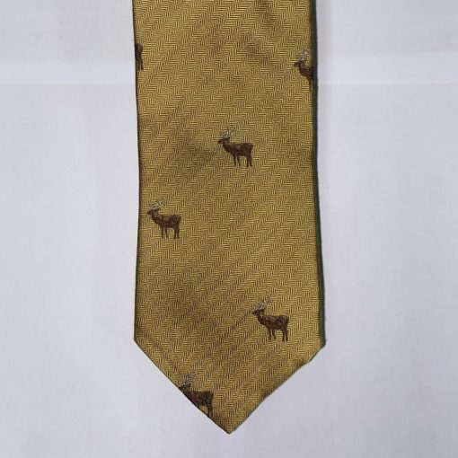 Standing Stag Silk/Wool Tie - Gold