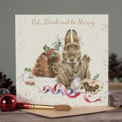 'Eat, Drink and be Merry' Rabbit Christmas Card