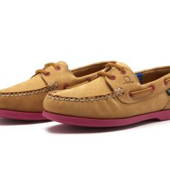 Chatham Pippa Lady II G2 Leather Boat Shoes - Tan/Pink