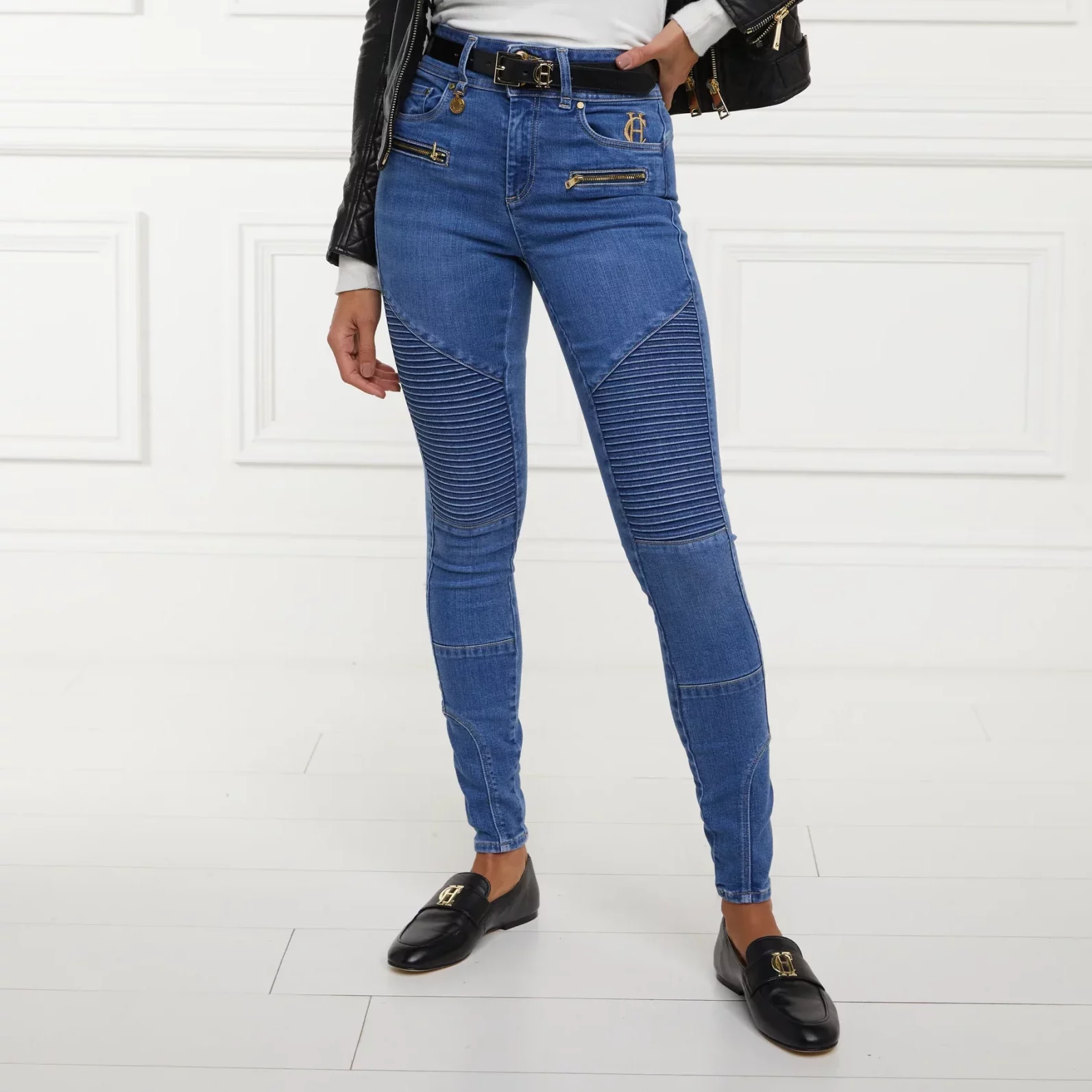 High waisted biker on sale jeans