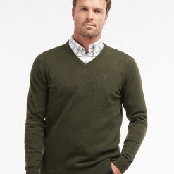 Barbour- Essential- Lambswool- V- Neck -Jumper-Seaweed-Ruffords-Country-Lifestyle.01