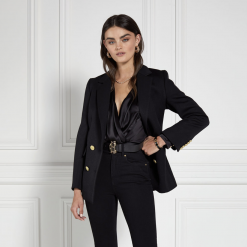 Holland Cooper double breasted blazer black twill