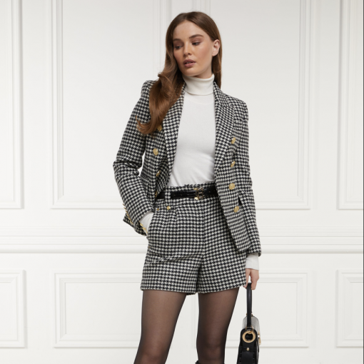 Holland Cooper luxe tailored short houndstooth