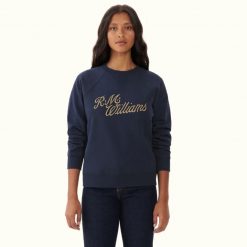 R.M Williams Womens Scrip Crew Neck Navy Sweatshirt
