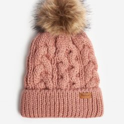 Barbour-Penshaw-Cable-Beanie-Dusty-Rose