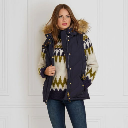fairfax and favor the charlotte padded gilet navy