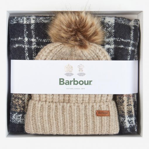 barbour-saltburn-beanie-tartan-scarf-Gift-Set-Rosewood