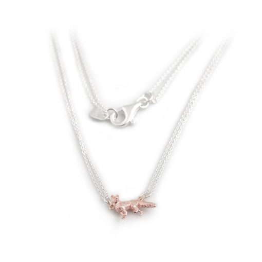 Exclusive Sterling Silver & 18ct Rose Gold Foxy Double Chained Necklace