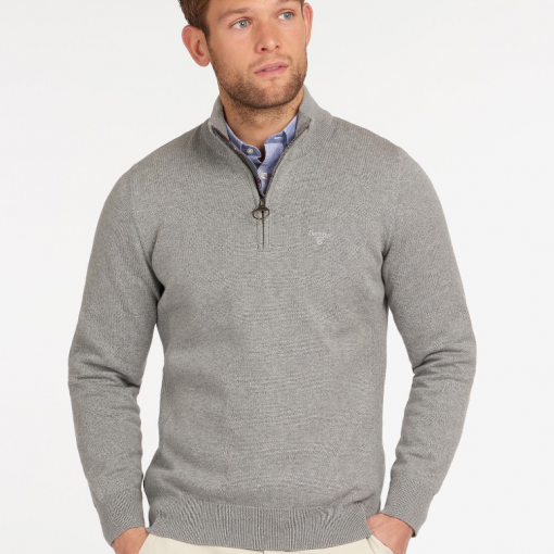 Barbour Cotton Half Zip Sweater Grey Marl