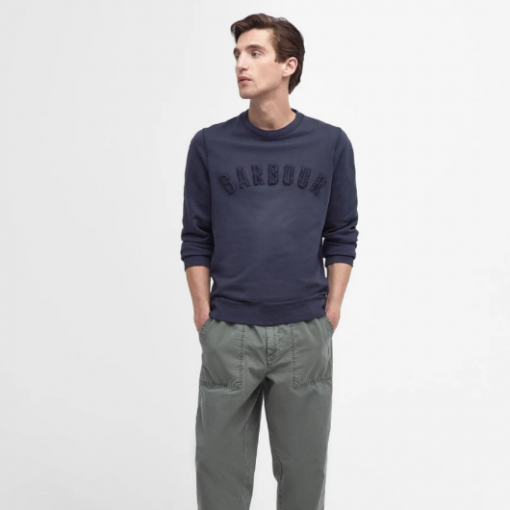 Barbour Washed Prep Logo Crew Navy