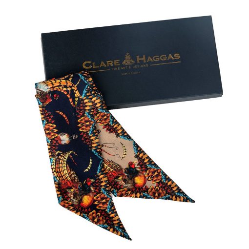 Clare-Haggas-Game-Bird-Silk-Twilly-Toffee-and-Navy-Gift-Box