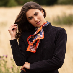 Clare-Haggas-Grouse-Misconduct-Navy-Seville-Narrow-Silk-Scarf-Ruffords-Country-Lifestyle.2