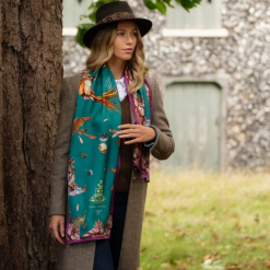 Clare-Haggas-Grouse-Misconduct-Teal-Aubergine-Classic-Silk-Scarf-Ruffords-Country-Lifestyle.1
