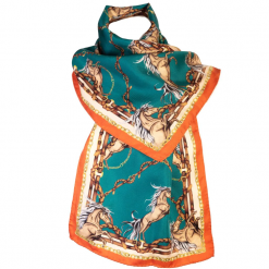 Clare-Haggas-Grouse-Rearing-to-go-Narrow-Silk-Scarf-Teal-Rust-Ruffords-Country-Lifestyle.2