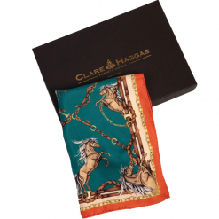 Clare-Haggas-Grouse-Rearing-to-go-Narrow-Silk-Scarf-Teal-Rust-Ruffords-Country-Lifestyle.4