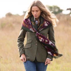 Clare-Haggas-its-a-dogs-life-Hunter-Green-Oxblood-Wool-Silk-Shawl-Ruffords-Country-Lifestyle.4