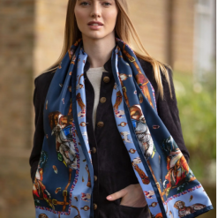 Clare-Haggas-its-a-dogs-life-Navy-Cobalt-Classic-Silk-Scarf-Ruffords-Country-Lifestyle.3