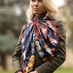 Clare-Haggas-its-a-dogs-life-navy-claret-Large-Square-Silk-Scarf-Ruffords-Country-Lifestyle.1