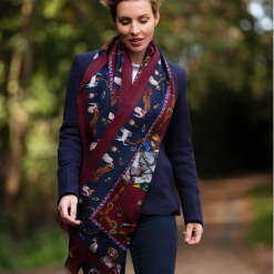 Clare-Haggas-its-a-dogs-life-navy-claret-silk-wrap-Ruffords-Country-Lifestyle.1.