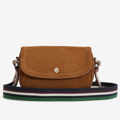 Fairfax and Favor Boston Cartridge Bag Tan Suede with webbing