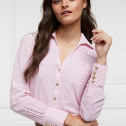 Holland-Cooper-Classic-V-Neck-Blouse-Pink-Stripe-Ruffords-Country-lifestyle.1