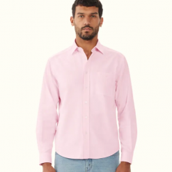 R M Williams Collins Shirt Pink White