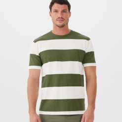 R M Williams Copley T Shirt Olive White