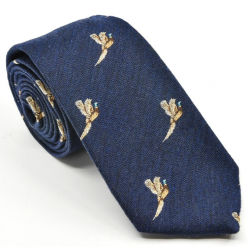 Atkinsons Flying pheasant Silk Tie Navy
