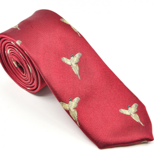 Atkinsons-Soaring-Pheasant-Silk-Tie-Ruby-Red-Ruffords-Country-Lifestyle.1
