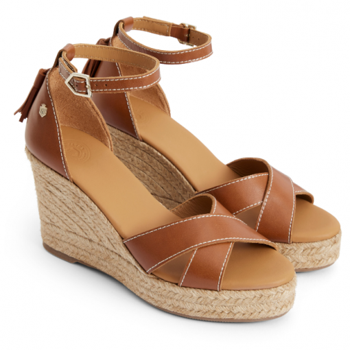 Fairfax & Favour Valencia Wedge Sandal Tan Leather