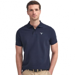 Barbour Tartan Pique Polo Shirt Sapphire Navy