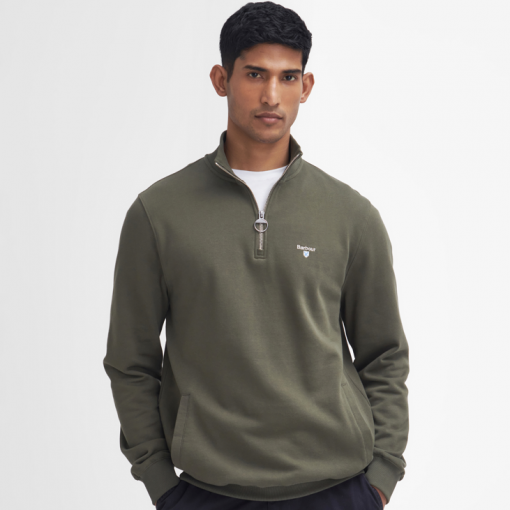 Barbour Beckhill Half Zip Sweater Mid Olive