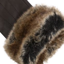 Barbour Fur trimmed Glove Dark Brown