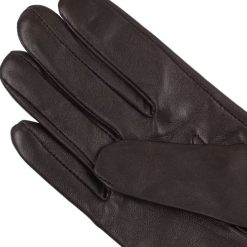 Barbour Fur trimmed glove dark brown