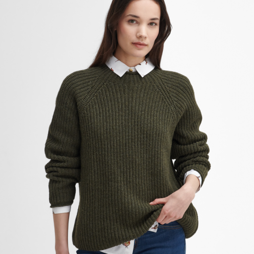 Barbour Willows high neck knitted jumper olive