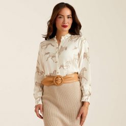 Ariat Clarion Blouse -Sepia Horse Print