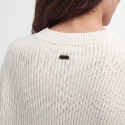 Barbour Rib-Stitch Crew Neck Jumper - Ecru