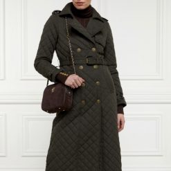 Holland Cooper Enstone Quilted Trench-Dark Olive