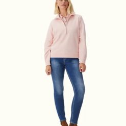 R M Williams Trickett 1/4 Zip Sweatshirt - Rose smoke