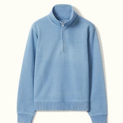 R M Williams Trickett 1/4 zip Sweatshirt-mid blue