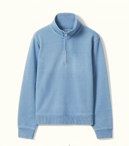 R M Williams Trickett 1/4 zip Sweatshirt-mid blue