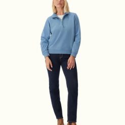 R M Williams Trickett 1/4 Zip sweatshirt-mid blue