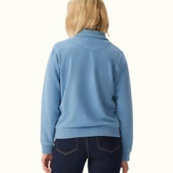 R M Williams Trickett 1/4 zip sweatshirt-mid blue