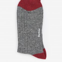 Barbour Houghton Sock - Mid Grey/Red